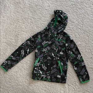Under Armour Black Hooded Sweatshirt with Green and White Graphics